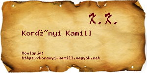 Korányi Kamill névjegykártya